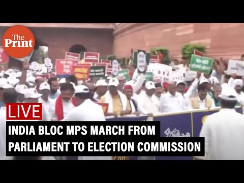 LIVE: ‘vote chori band karo': INDIA bloc MPs march from Parliament to Election Commission