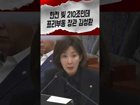 <strong>빚</strong> 210조 한전 두고 아름다운 말만 하는 김성환, 표리부동 몰아친 나경원 #나경원 #국정감사 #shorts