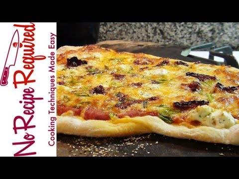 Sun-dried Tomato Goat Cheese Pizza - NoRecipeRequired.com - UC2Kqui8VRpm1uMKl7QQGX2w