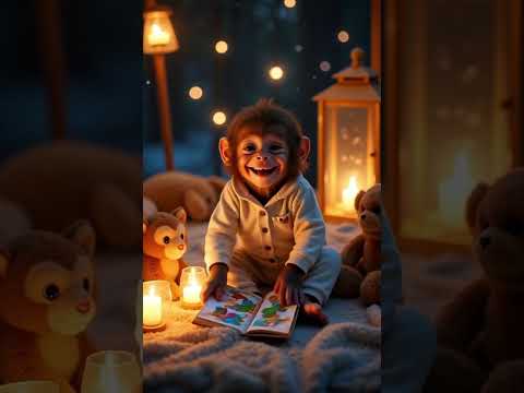 #shorts#cute #monkey Cutest Baby Monkey’s Bedtime Story Under the Stars 🌙📖 |