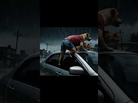 Sheru bravely handles flooded street 😍🐱Nobody could save the cat