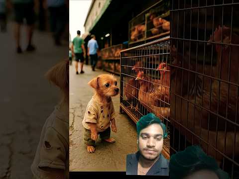 Puppy frees the hen from the cage #shortsfeed #animals #dog #ytshorts #yt #trending #videos #dogs