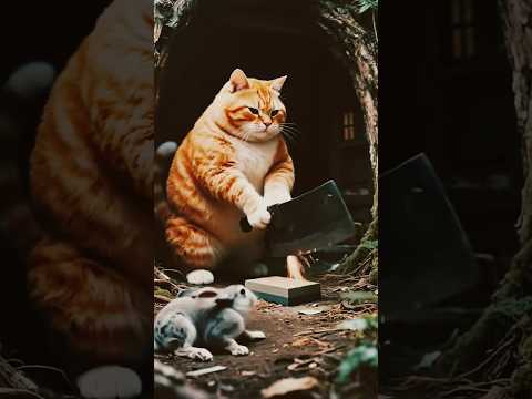 A cat trying to kill a rabbit 🤯#cartoon #ai video #animation #trending #shorts #viral #funny #hindi