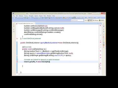 59 Android Project   Favorite twitter Searches app   Addning Functionality to the App Part4 Programming AlterDialog Launch or Open Web Browser  Level 3