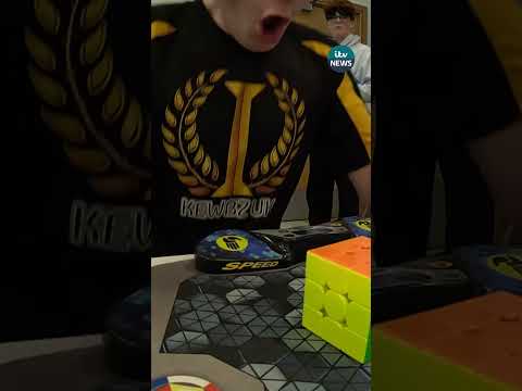 Teen beats UK record by solving Rubik's cube in 3.69 seconds #itvnews #shorts