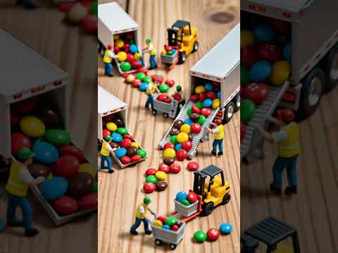 Livraison sucrée en cours 🍬📦Les Tiny Workers gèrent l’approvisionnement... en M&M’s géants ! #lego #