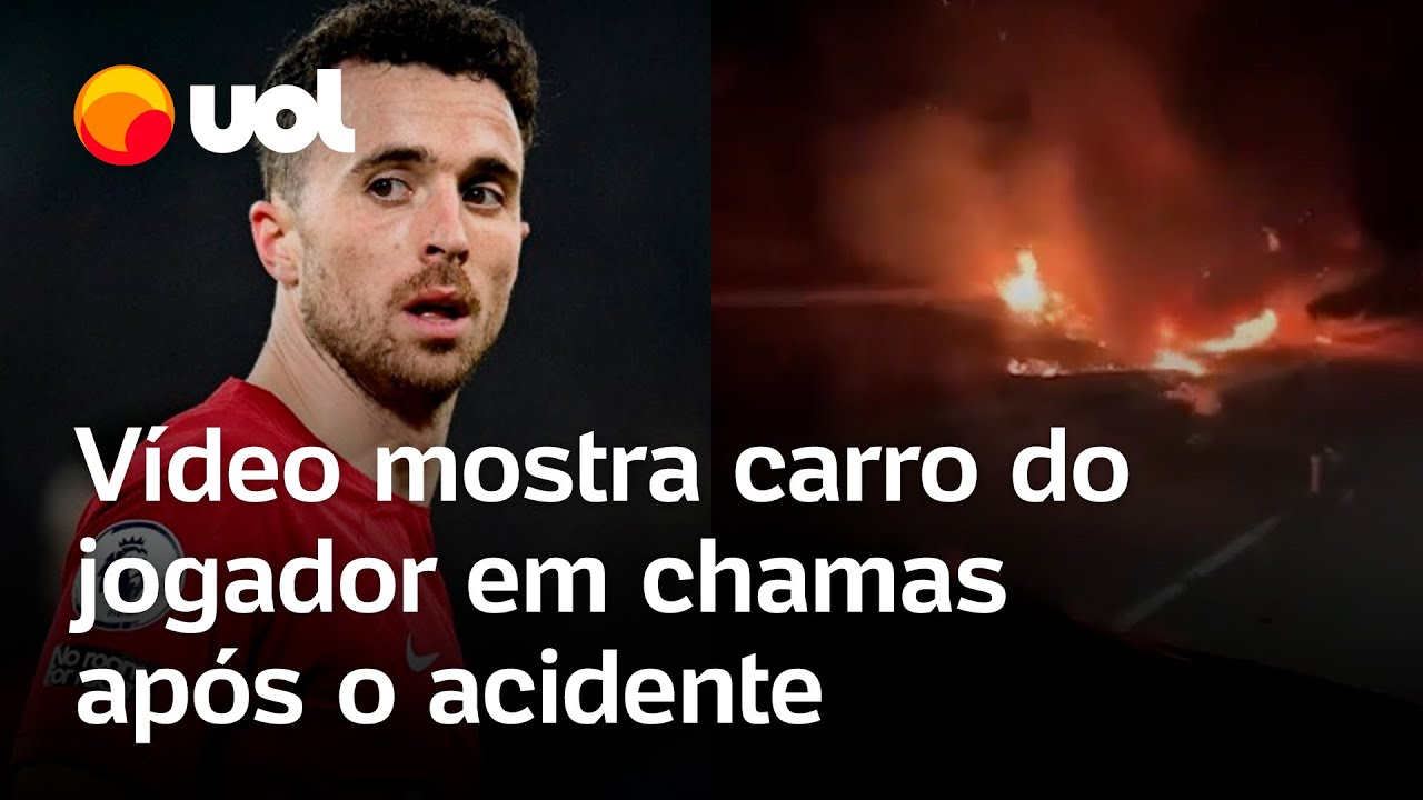 Diogo Jota morre vídeo mostra carro do jogador em chamas após acidente em Zamora na Espanha