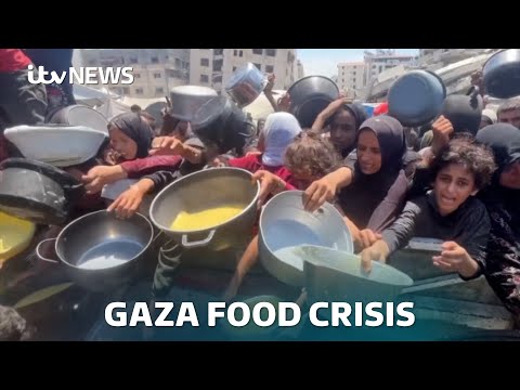 Gunfire erupts around UN aid convoy in Gaza, as food crisis worsens | ITV News