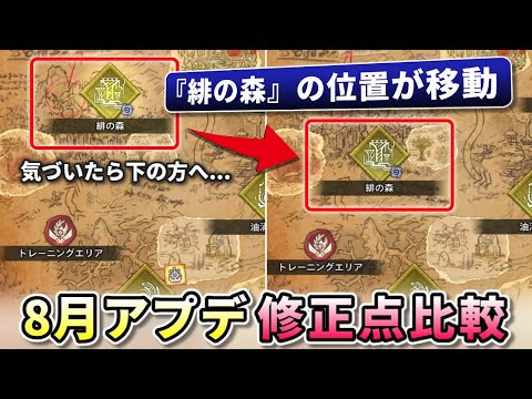【検証】8月アプデの修正点を映像で比較！緋の森の配置が変わった謎・乗り状態のダメージ倍率など【モンハンワイルズ】