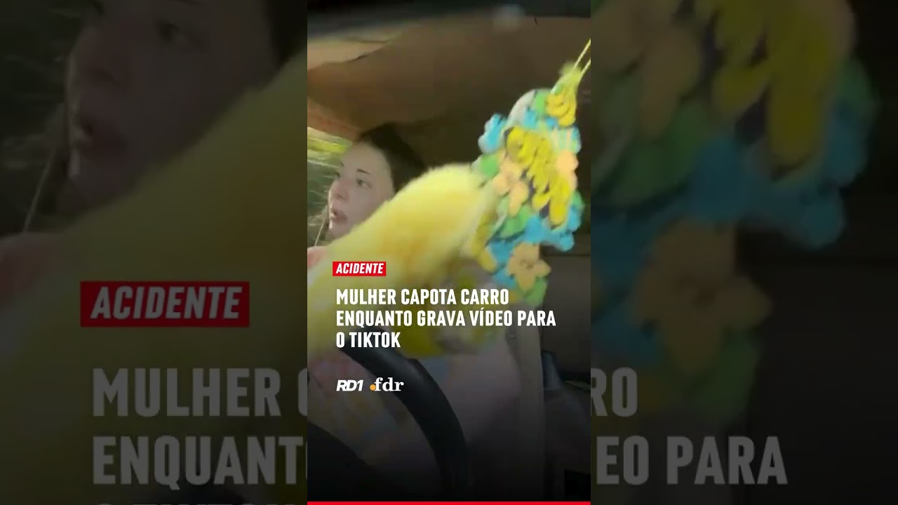 MULHER CAPOTA CARRO ENQUANTO GRAVA VÍDEO PARA O TIKTOK