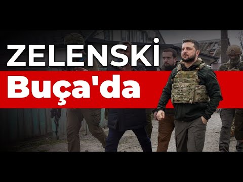 Zelenski, katliamın yaşandığı Buça'da kamuflaj ile gezdi