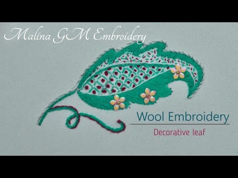 Crewel Work Leaf Wool Jacobean Embroidery
