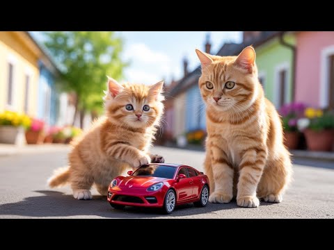 Mama Cat Works Hard At Juice Shop To Buy New Car For Ginger Kitten | Heartwarming Story 🐱 🐾