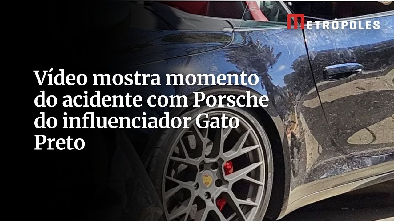Vídeo mostra momento do acidente com Porsche do influenciador Gato Preto