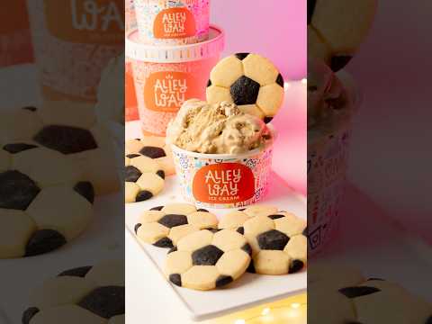 Making soccer ball cookies to give out at Alleyway Ice Cream #hudsonvalley #smallbatch #worldcup