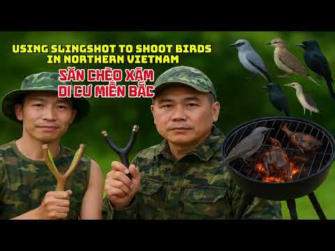 Săn Chèo Xám, Chèo Bẻo,Miền Bắc -Slingshot Hunt: Grey and Black Birds-Northern Vietnam Autumn
