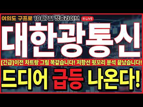 🔴대한광통신 주가전망🔴[긴급] 완전 초긴급 상황! 오늘 윗꼬리 그냥 넘기면안됩니다! 이전 차트랑 그림 똑같네요.. #대한광통신 #대한광통신주가 #대한광통신주가전망