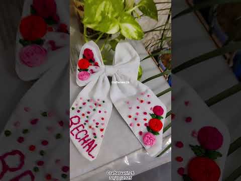 Make Your Own Vintage Style Hair Clip 👸👑🌸 Embroidery Bow clip 🌸#shorts #love #handmade #embroidery