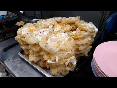줄서서 먹는 해산물 계란후라이 오믈렛, 오이스터 오믈렛 / fried egg omelet, oyster omelet - thai street food