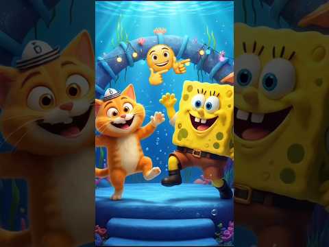Kitty and SpongeBob? #short #cartoon #cat #cartoonforkids #shortvideo
