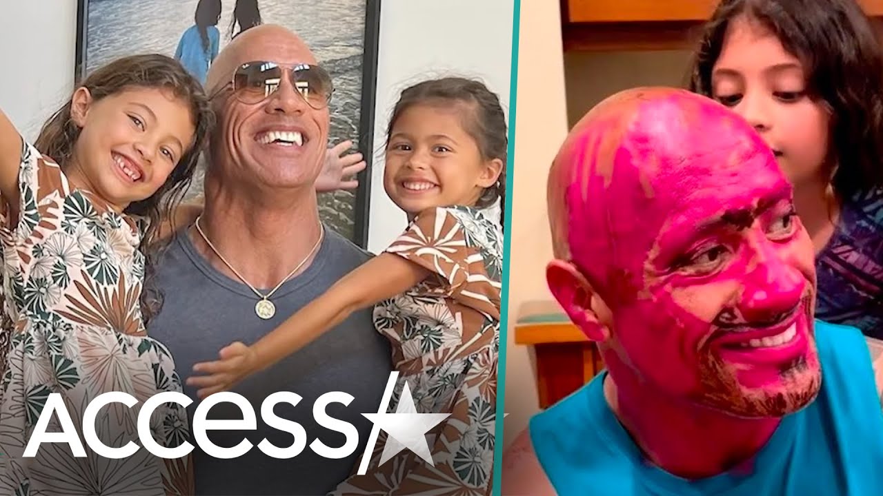 Dwayne Johnson’s Daughters Turn His Face PINK In Adorable Makeover