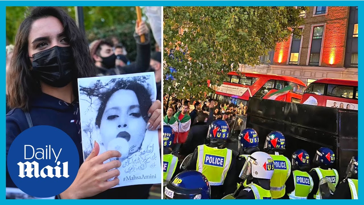 Iran protests turn violet in London: Riot police deployed, following death of Mahsa Amini