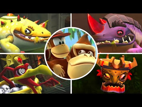 Donkey Kong Country Returns - All Boss Fights (2 Player) - UCg_j7kndWLFZEg4yCqUWPCA