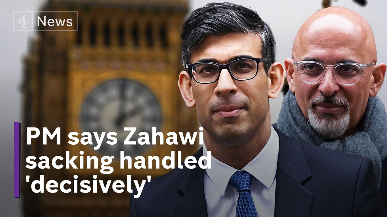 Sunak says he acted “pretty decisively” by sacking Nadhim Zahawi as Tory chairman