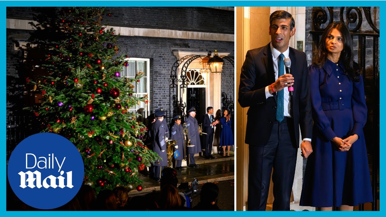 Rishi Sunak and wife turn on Christmas Tree lights at 10 Downing Street