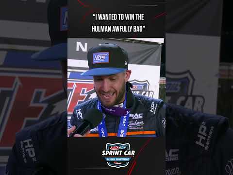 🏆🔊 Justin Grant reacts after getting his first rifle in the Hulman Classic at Terre Haute. #usac 🏁 - dirt track racing video image