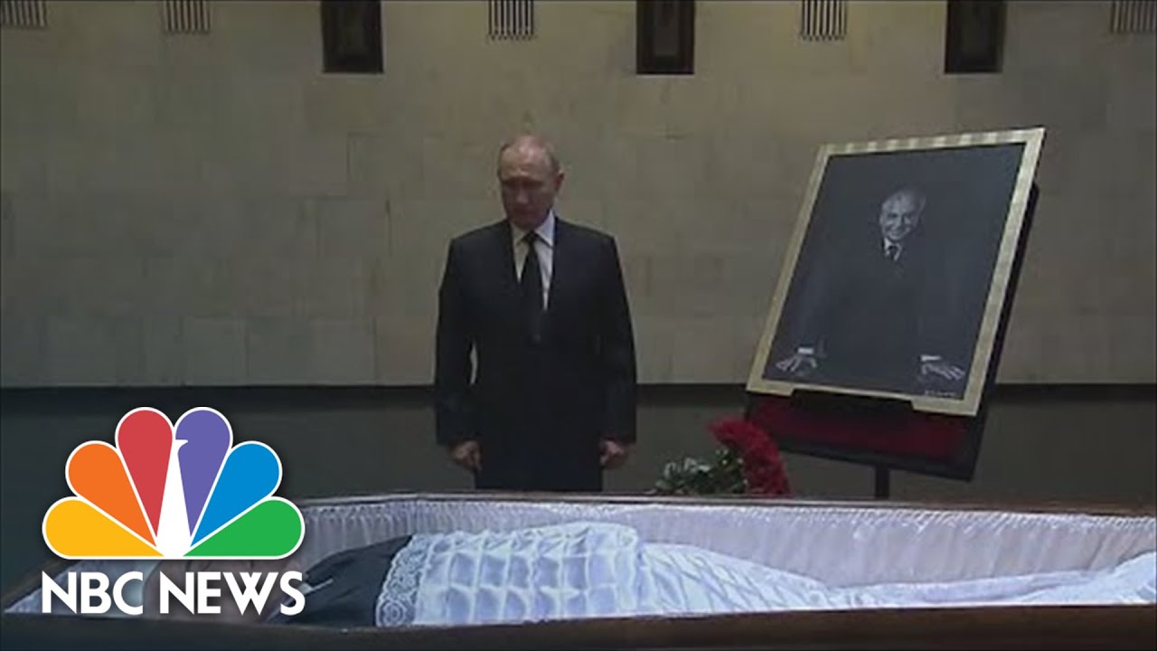 President Putin Lays Flowers At Coffin Of Soviet Leader Mikhail Gorbachev