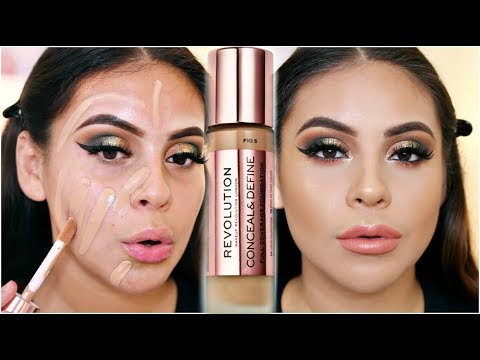 NEW MAKEUP REVOLUTION CONCEAL & DEFINE FOUNDATION: FIRST IMPRESSION + WEAR TEST! | JuicyJas - UCqTR5f7YkGro3cPv23SqcqQ