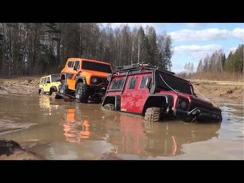 ПЕРЕВОЗКА НА ПРИЦЕПЕ В ГРЯЗЕМЕСЕ... RC Mudding Scale cars. TRX4, GEN8, AXIAL 2 - UCX2-frpuBe3e99K7lDQxT7Q