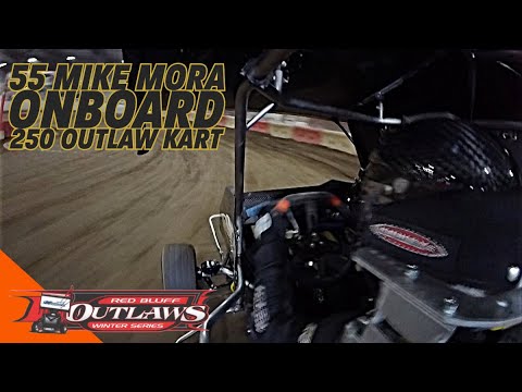 Mikie Mora Onboard | 250 Intermediate | Red Bluff Outlaw Karts - dirt track racing video image