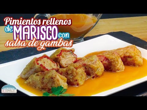 Pimientos rellenos de marisco y salsa de gambas (Salsa Americana) - Recetas paso a paso, tutorial - UC5ONfXPjWgqElh0NZaRJ1tg