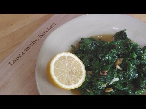 Garlic Sauteed Spinach - Recipe by Laura Vitale - Laura in the Kitchen Episode 196 - UCNbngWUqL2eqRw12yAwcICg