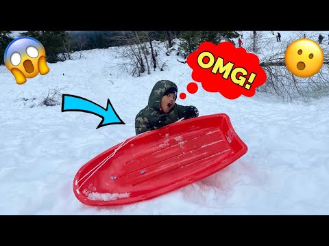 TAVION FLEW OFF THE SLED! Sledding at Crystal Springs Snoqualmie Pass *The Nev Fam*