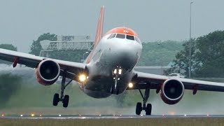 OOPS - AIRBUS A320 CROSSWIND LANDING during a stormy DAY at Amsterdam Schiphol (4K)