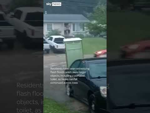 Portable toilet washes away in flash floods
