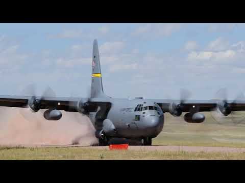 C-130 performs assault landings at Camp Guernsey
