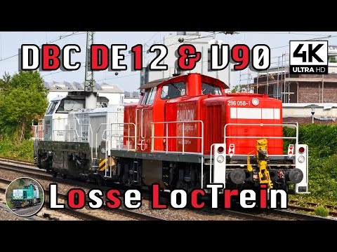 [4K] DB Cargo DE12 007 & V90 296 058 as LIGHT ENGINE passes Beckum-Neubeckum!