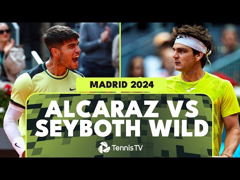 Carlos Alcaraz vs Thiago Seyboth Wild Match Highlights | Madrid 2024