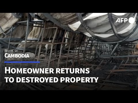 House destroyed in Cambodian border town after clashes with Thailand | AFP