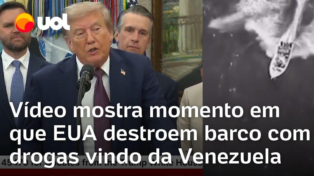 Trump afirma ataque a barco da Venezuela veja momento em que os EUA destroem embarcação com drogas