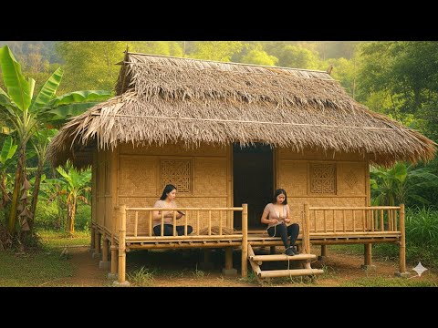 The journey of building a bamboo house of 2 poor girls in the mountains, making a kitchen bamboo