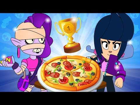 BIBI AND EMZ PIZZA CHALLENGE IN SCHOOL | BRAWL STARS ANIMATION #2