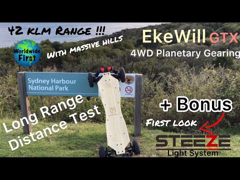 EkeWill GTX 4WD Planetary Gearing-Long Range Distance Test-Andrew Penman EBoard Reviews- Vlog No.160