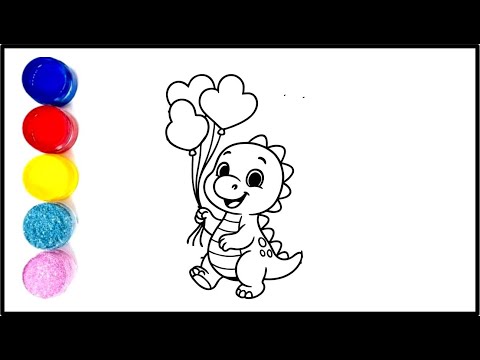 How to Draw Dinosar Easy Drawing, Coloring and Painting for Toddlers | Dinosar Drawing