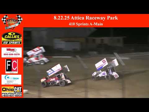 August 22nd 2025 | Attica Raceway Park | 410 Sprints A Main - dirt track racing video image