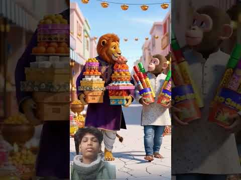 Sheru and the monkey brought lots of sweets for Diwali 🎇🪔|| #ai  #diwali #diwalispecial #shortvideo